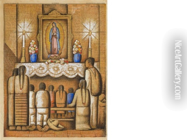 El Altar De La Virgen Oil Painting - Alfredo Ramos Martinez