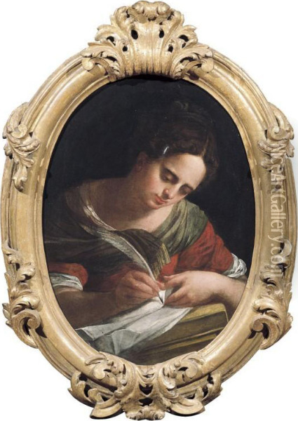 Fanciulla Scrivente Oil Painting - Giovanni Domenico Lombardi