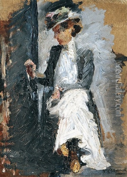 Sitzende Dame Mit Hut Oil Painting - Max Liebermann