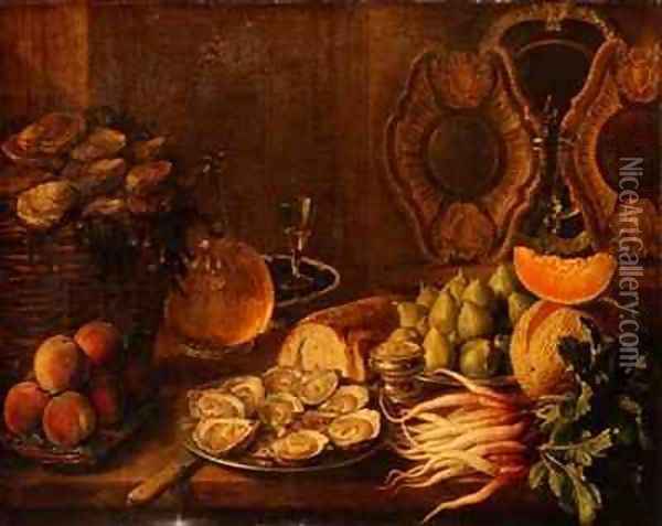 A Still Life with Oysters and Fruit Oil Painting - Nicholas Desportes