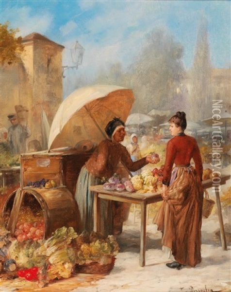 Market Scene Oil Painting - Franz Von Persoglia