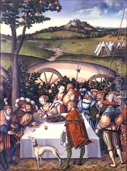 Judith at the Table of Holofernes Oil Painting - Lucas The Elder Cranach