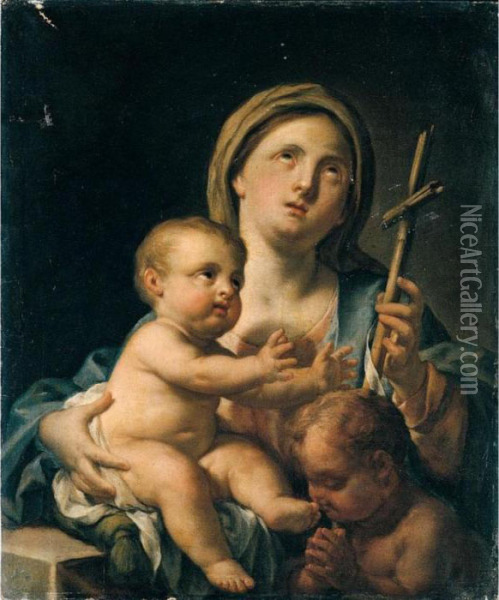 The Madonna And Child With The Infant Saint John The Baptist Oil Painting - Francesco Trevisani