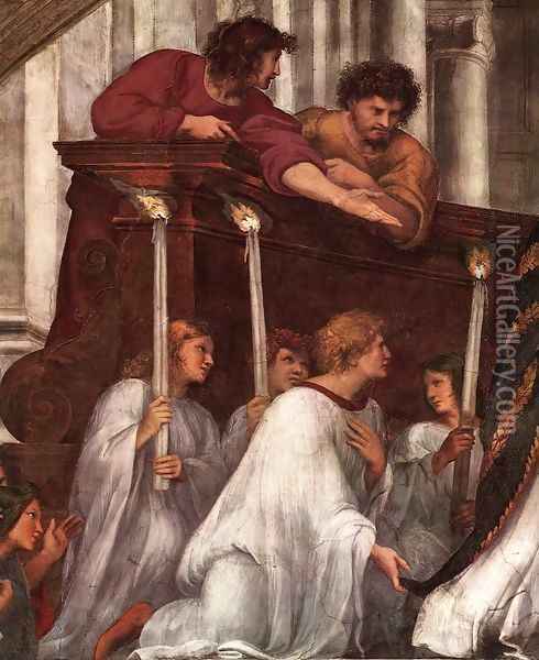 The Mass at Bolsena (detail) Oil Painting - Raffaelo Sanzio