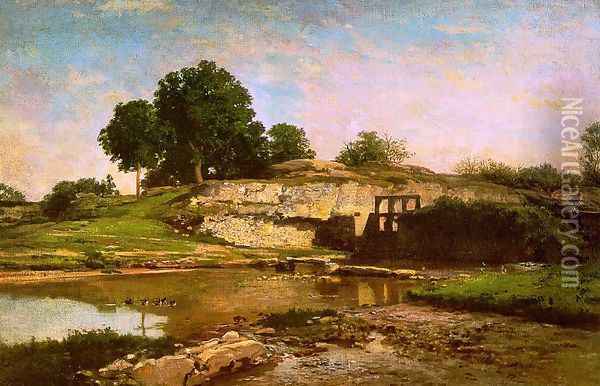 The Flood Gate at Optevoz 1859 Oil Painting - Charles-Francois Daubigny