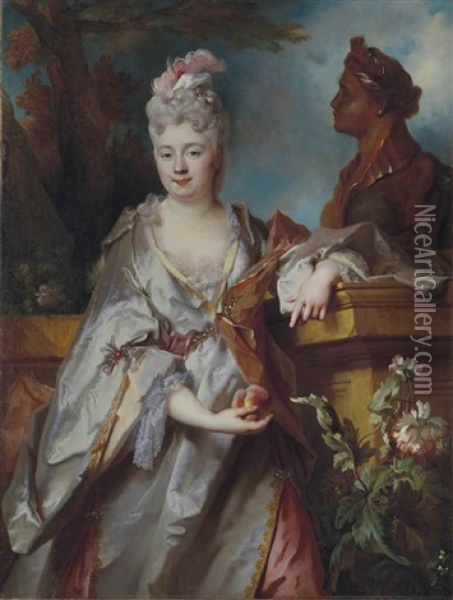 Portrait De Jeanne-cecile Titon De Cogny, Nee Le Guay De Montgermon Oil Painting - Nicolas de Largilliere