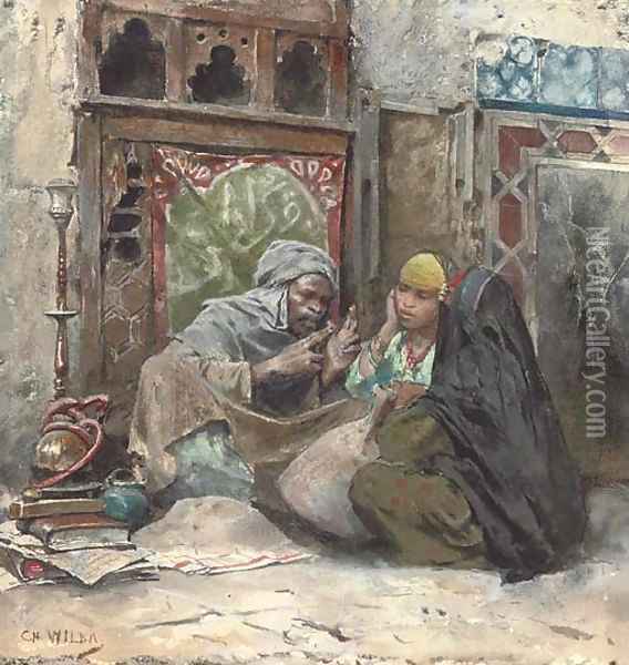 The story teller Oil Painting - Charles Wilda