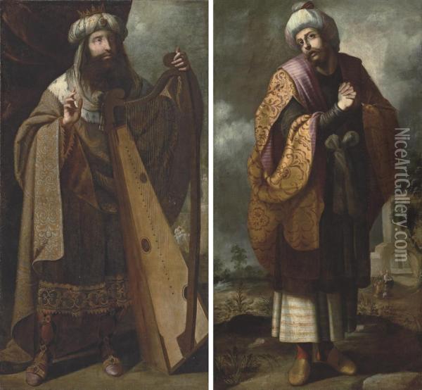 King David, David And Bathsheba Beyond Oil Painting - Francisco De Zurbaran