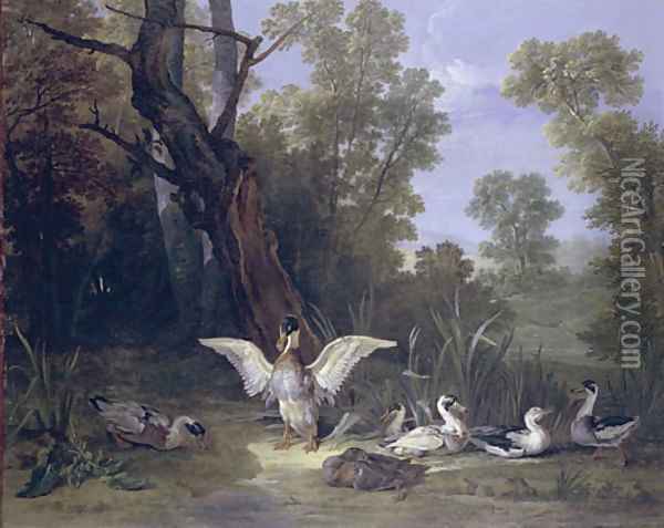 Ducks Resting in Sunshine 1753 Oil Painting - Jean-Baptiste Oudry