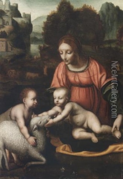Vergine Con Il Bambino E San Giovannino Oil Painting - Bernardino Luini