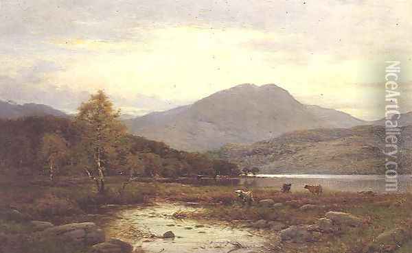 Autumn Evening, Loch Venachar Oil Painting - Alfred de Breanski