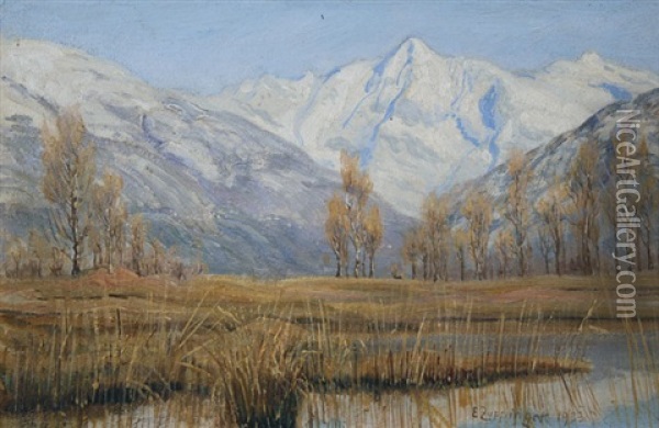 Gebirgslandschaft Oil Painting - Ernst Theodor Zuppinger
