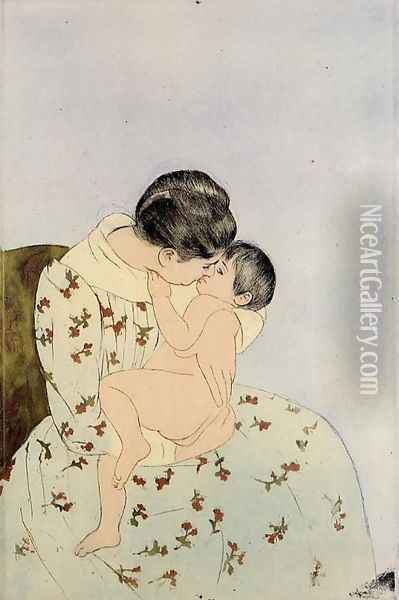 The Kiss Oil Painting - Mary Cassatt