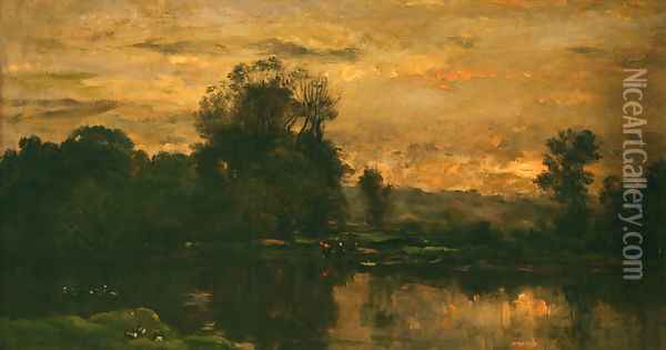 Landscape with Ducks Oil Painting - Charles-Francois Daubigny