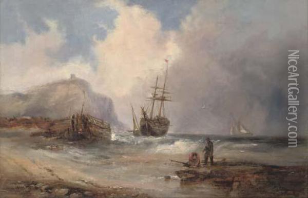 Beaching The Brig Before The Approaching Squall Oil Painting - Edwin Hayes