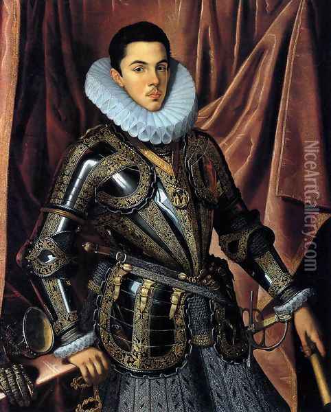 Portrait of Felipe Manuel, Prince of Savoya c. 1604 Oil Painting - Juan Pantoja de la Cruz