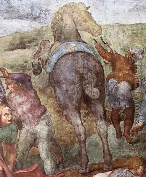 The Conversion of Saul [detail] Oil Painting - Michelangelo Buonarroti