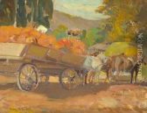 Delivering Pumpkins Oil Painting - Franz Bischoff