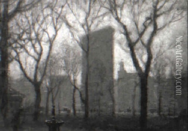 Madison Square, The Flatiron Building Oil Painting - Paul Cornoyer