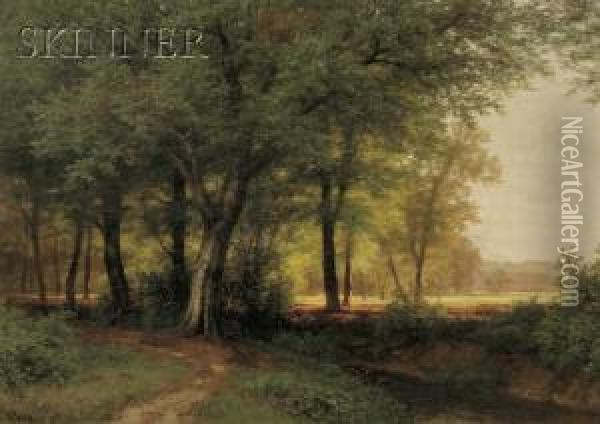 Stream At Field's Edge Oil Painting - Hermann Pohle