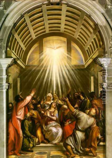 Pentecost Oil Painting - Tiziano Vecellio (Titian)
