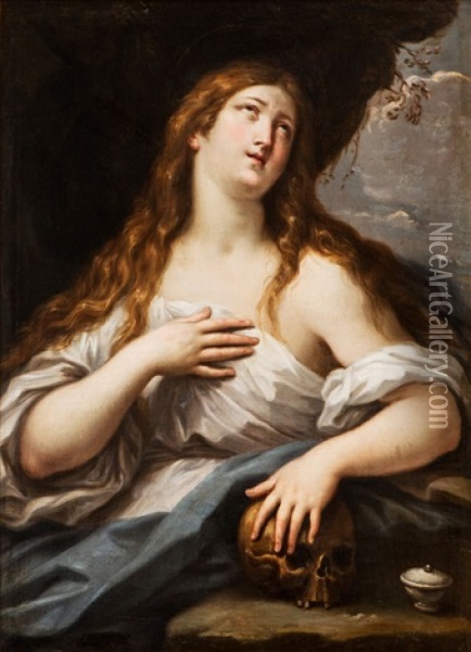 Maria Magdalena Mit Totenschadel Und Salbgefas Oil Painting - Benedetto Luti
