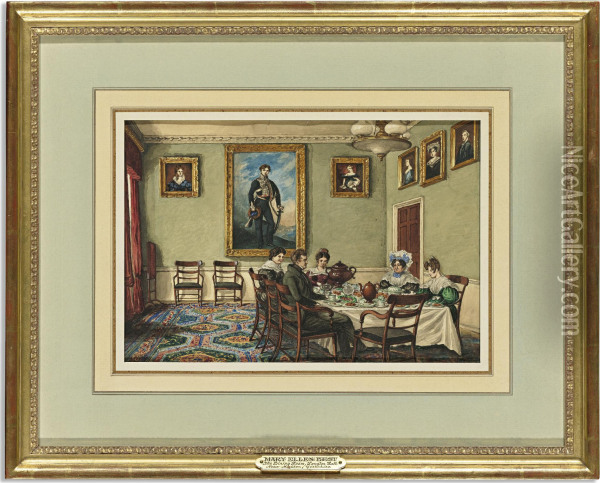 The Dining Room At Langton (near Malton, Yorkshire), Family At Breakfast Oil Painting - Mary Ellen Best