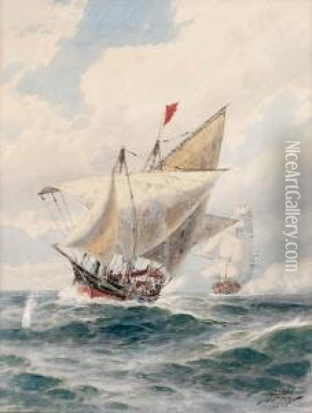Marockansk Pirat Jagas Oil Painting - Jakob Hagg