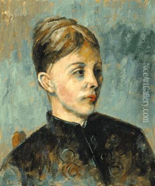 Madame Cezanne Oil Painting - Paul Cezanne