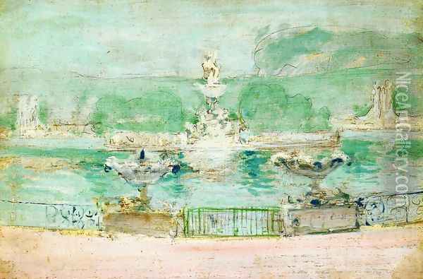 Fountain Worlds Fair Oil Painting - John Henry Twachtman