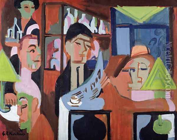 A Cafe in Davos Oil Painting - Ernst Ludwig Kirchner