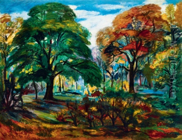 Forest Landscape Oil Painting - Karoly Kernstok