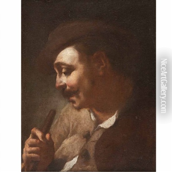 Man Holding A Staff Oil Painting - Giovanni Battista Piazzetta