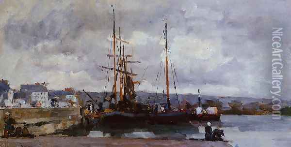 The Port of Rouen, Grey Weather Oil Painting - Albert Lebourg
