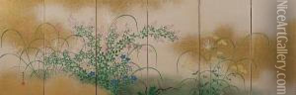 Flowers Of Spring And Summer Oil Painting - Mimura Seizan