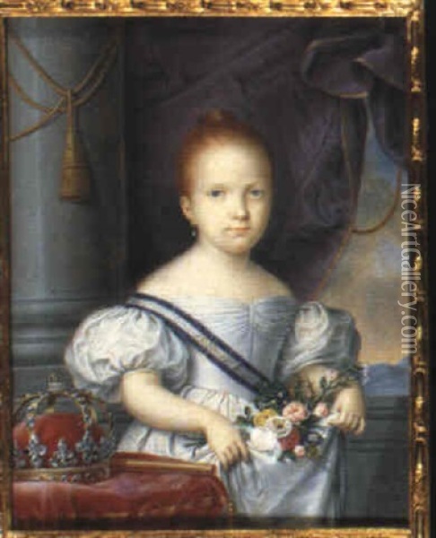 Isabel Ii, Queen Of Spain And The Indies Oil Painting - Luis de la (El Canario) Cruz y Rios