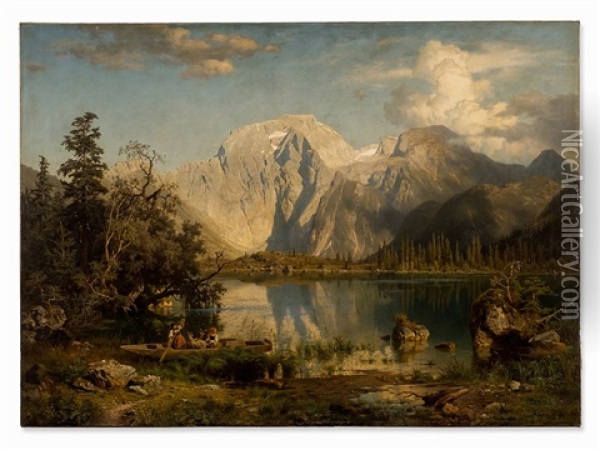 Mountain Scenery Oil Painting - August Wilhelm Leu