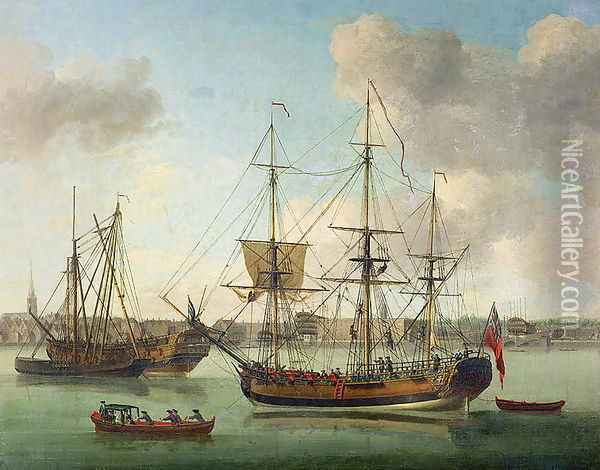 The Naval Dockyard at Deptford Oil Painting - Samuel Scott