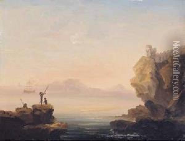 Marina Con Pescatori Oil Painting - Francesco Fidanza