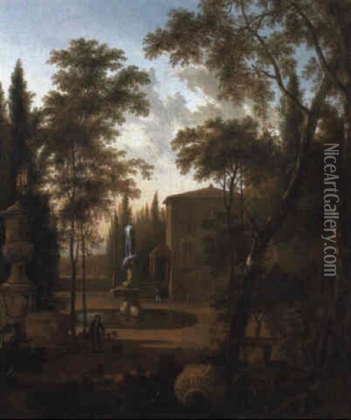 The Garden Of An Italianate Villa Oil Painting - Frederick De Moucheron