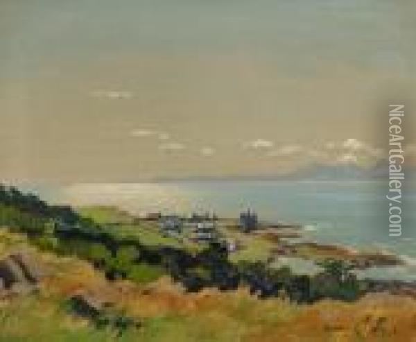 Portencross (looking To Arran) Oil Painting - Robert Houston