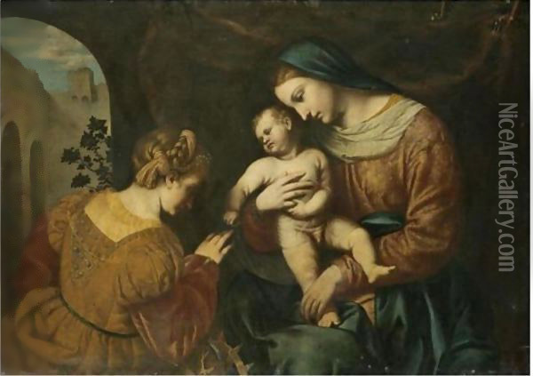 The Mystic Marriage Of Saint Catherine Oil Painting - Alessandro Bonvicino (Moretto da Brescia)