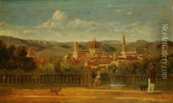 Veduta Di Firenze Oil Painting - Lorenzo Gelati