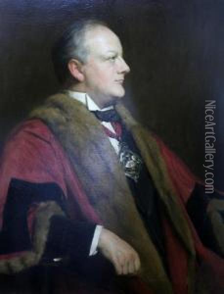 Portrait Of W.guy W.radford Master Of The Ironmongers Company Oil Painting - John Watson Nicol