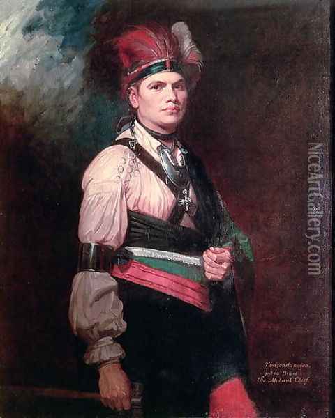 Joseph Brant, Chief of the Mohawks, 1742-1807 Oil Painting - George Romney