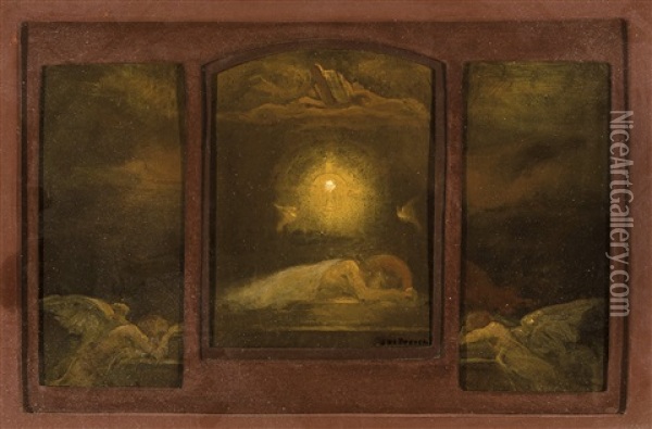 Les Anges Le Pleurent (triptych) Oil Painting - Jan Frans De Boever