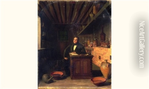 Monsieur Ferrand Dans Son Laboratoire Oil Painting - Louis Anselme Longa
