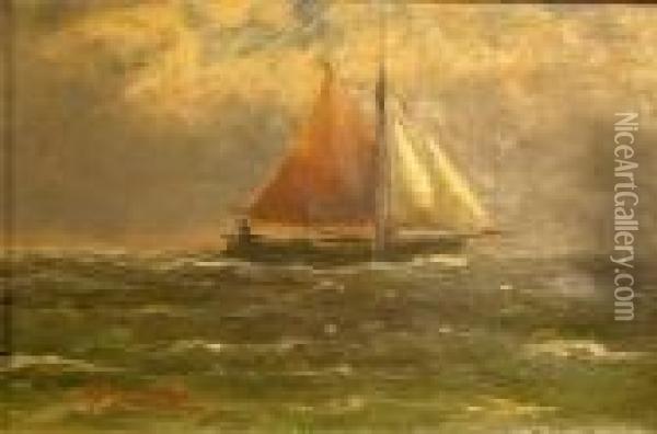 Segelboot Auf Bewegtem Meer Oil Painting - Alfred Jensen