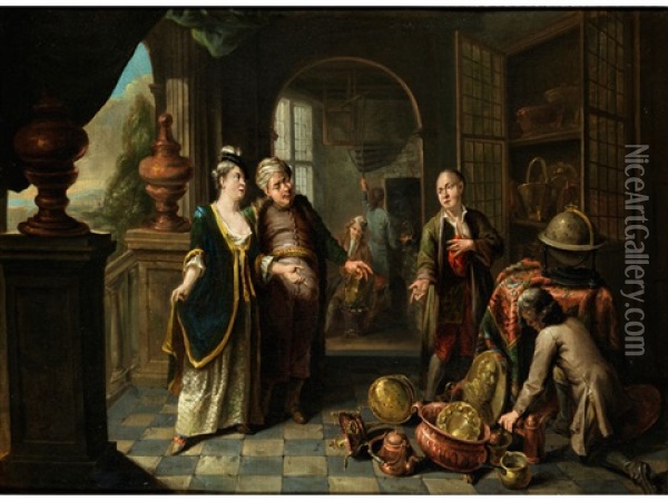 Beim Kupferhandler Oil Painting - Balthasar Van Den Bossche