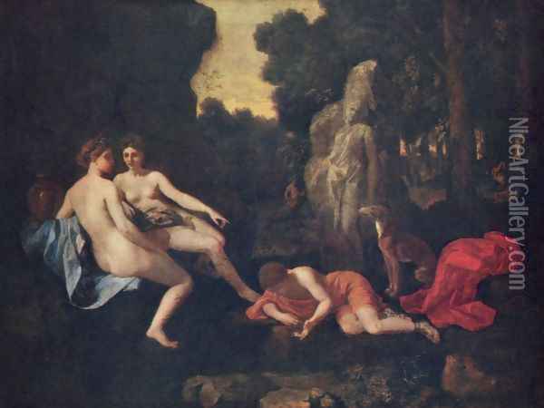 Narcissus and Echo Oil Painting - Nicolas Poussin